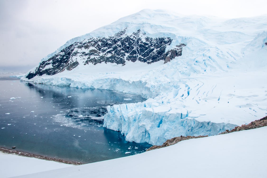 Ice formations creating dramatic landscapes