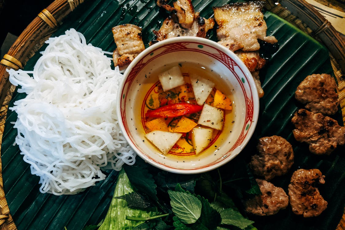 Hanoi street food, offering a variety of local dishes