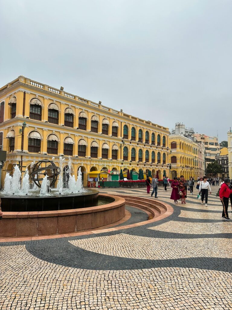 The vibrant Senado Square, one of the best places to visit in Macau for Portuguese colonial architecture