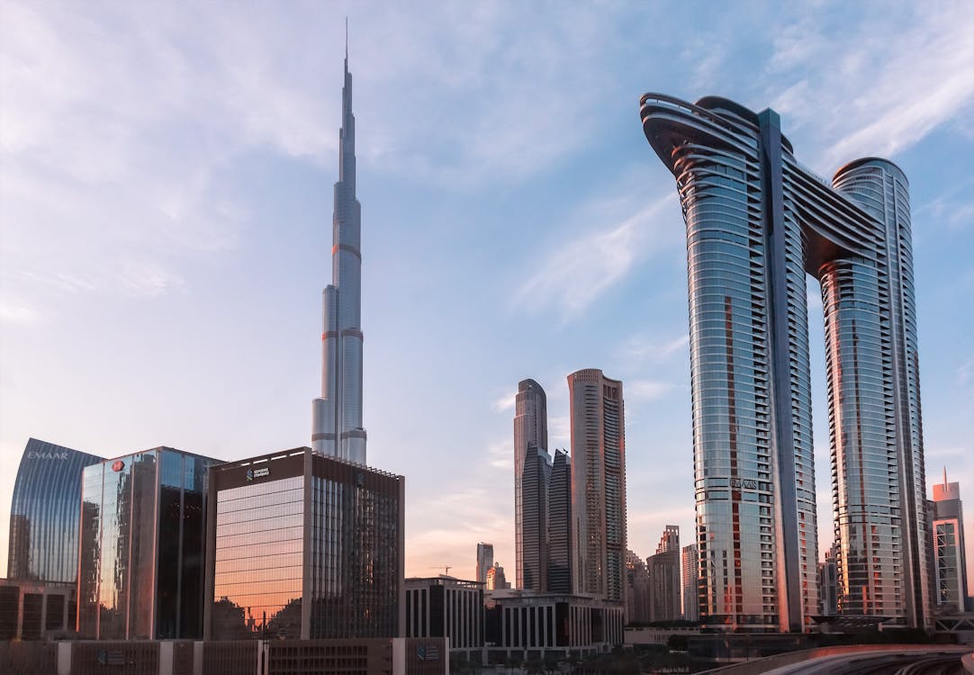 Dubai skyline with holiday decorations - one of the best destinations to visit in December for luxury experiences