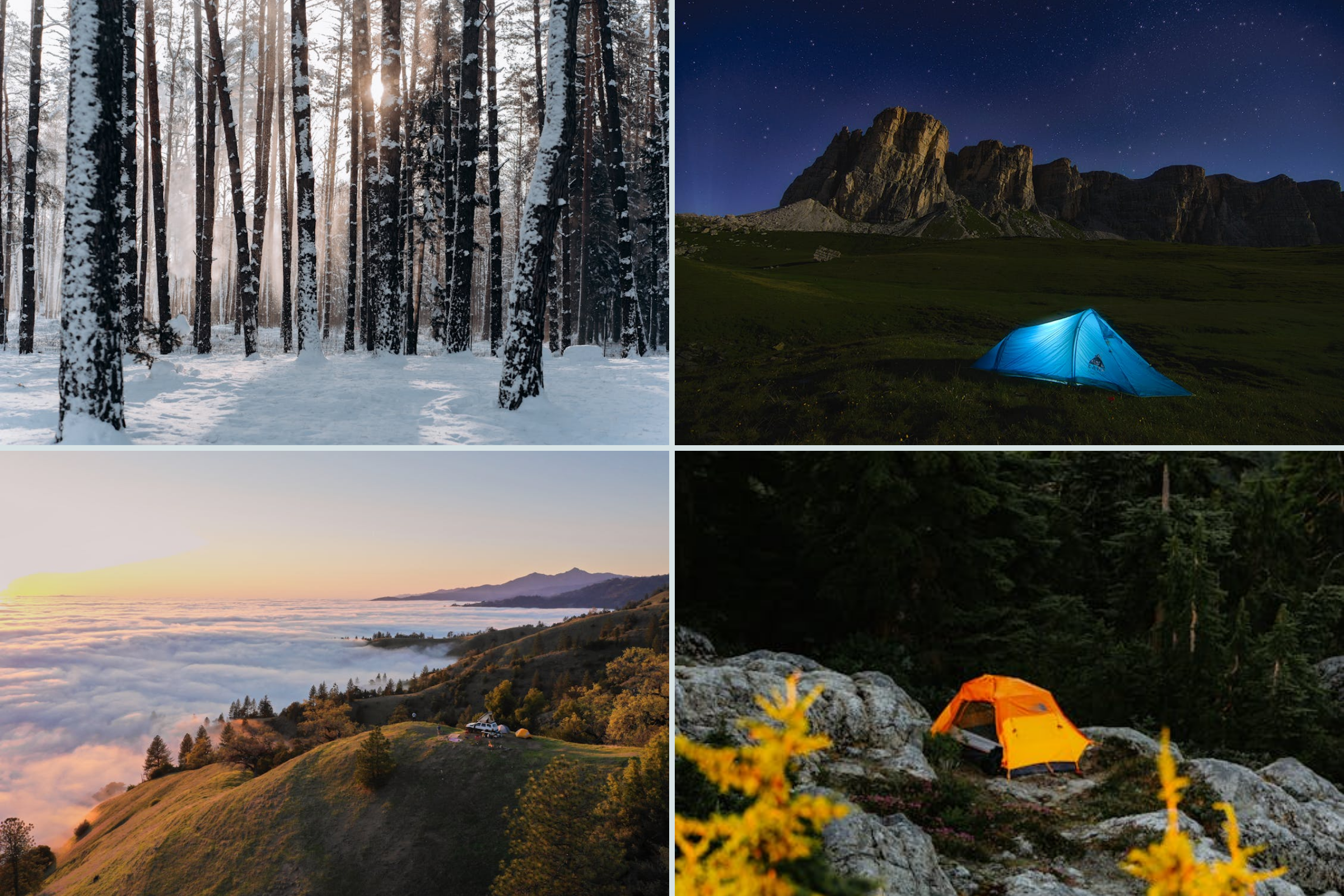 Seasonal changes at top camping destinations worldwide showing best times to visit