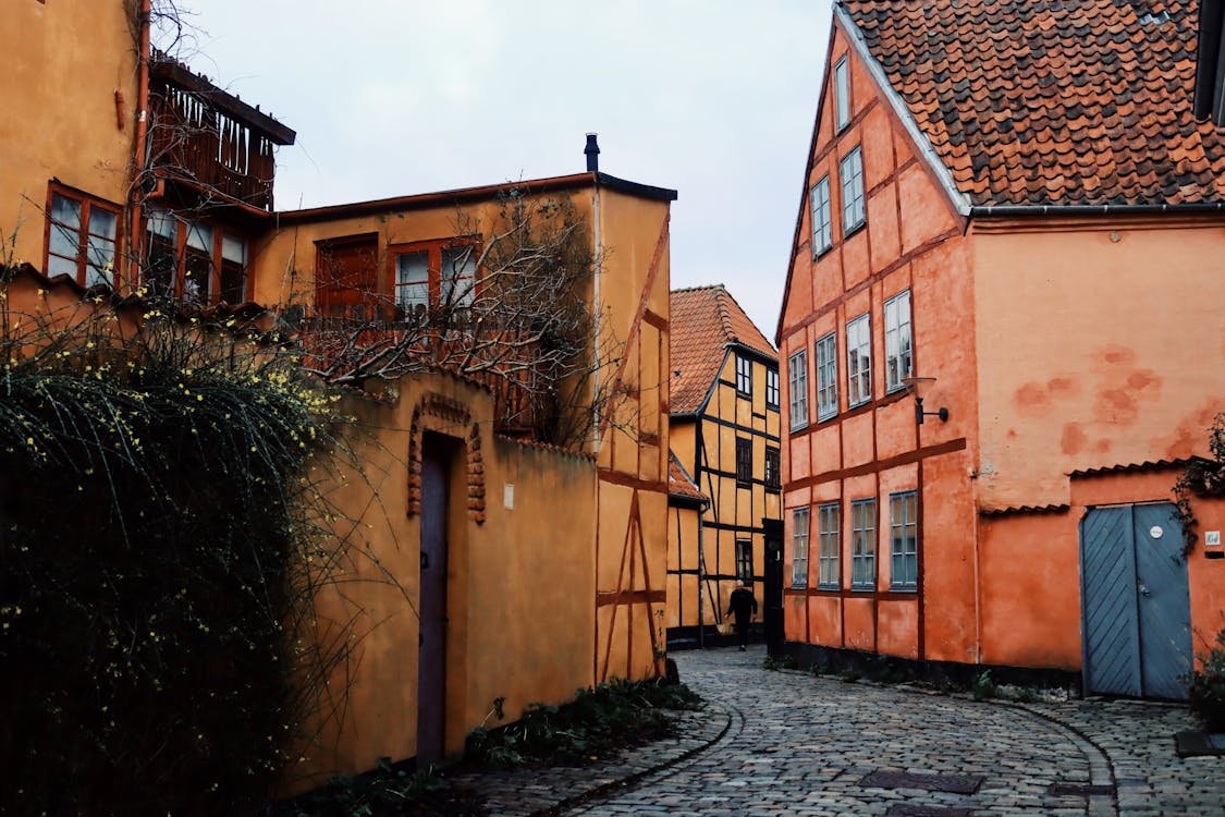 The old town of Helsingør, with its narrow streets, traditional shops, and medieval atmosphere