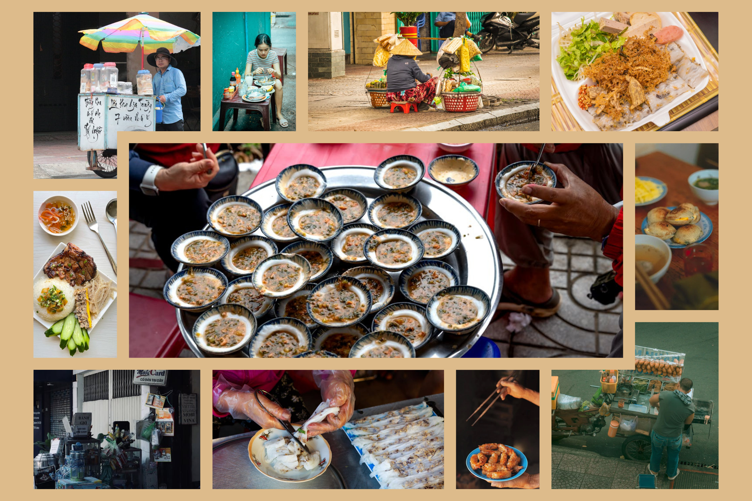Ho Chi Minh City street food, offering a variety of local dishes