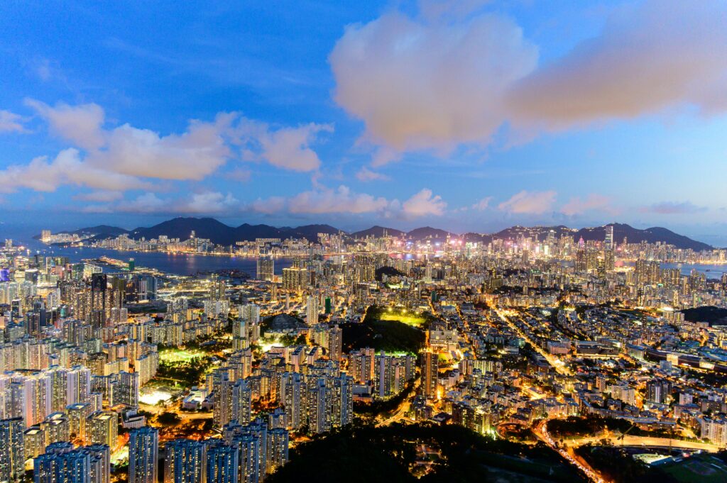 Spectacular night view of Hong Kong's skyline, showcasing the best places to visit in Hong Kong after dark