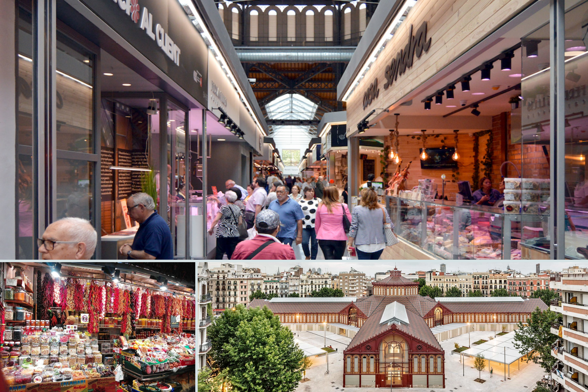 Barcelona local neighborhoods - Mercat de Sant Antoni with food vendors and shoppers
