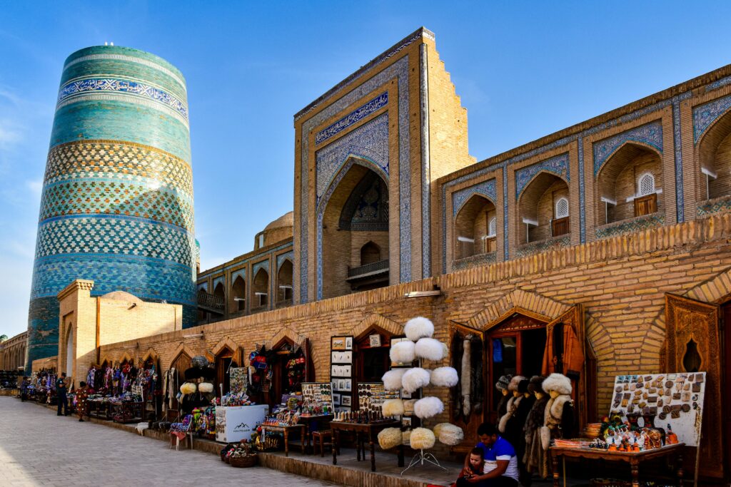 Kalta Minor Minaret in Khiva - distinctive landmark in Uzbekistan travel guide