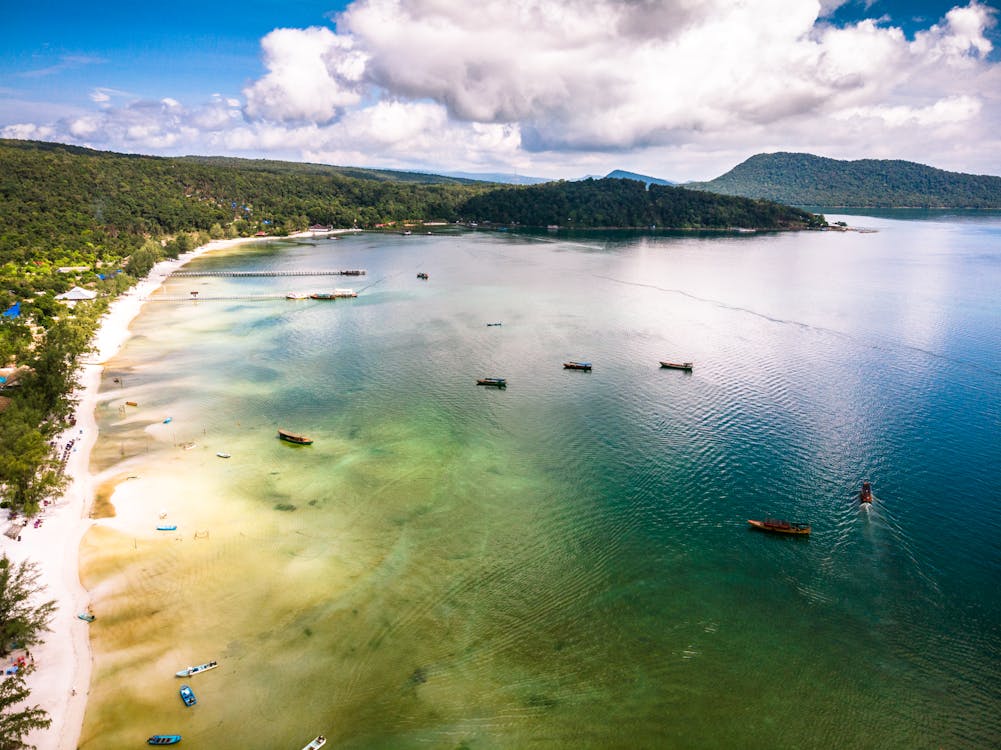 White sand beach with turquoise water on Koh Rong Samloem