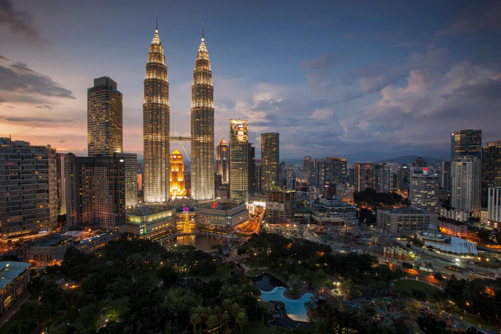 Kuala Lumpur skyline showcasing the best places to visit in Malaysia, including the Petronas Twin Towers