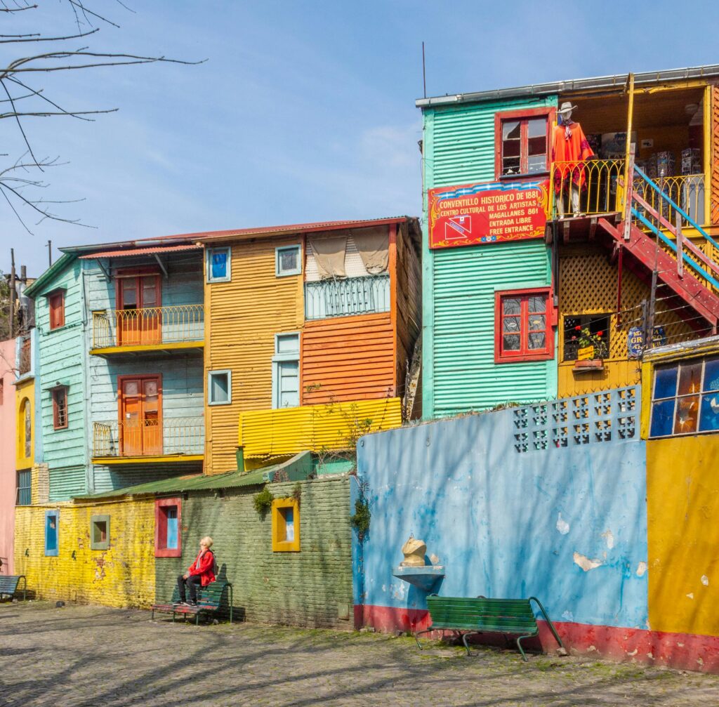 Solo traveler exploring colorful streets during first solo trip to South America