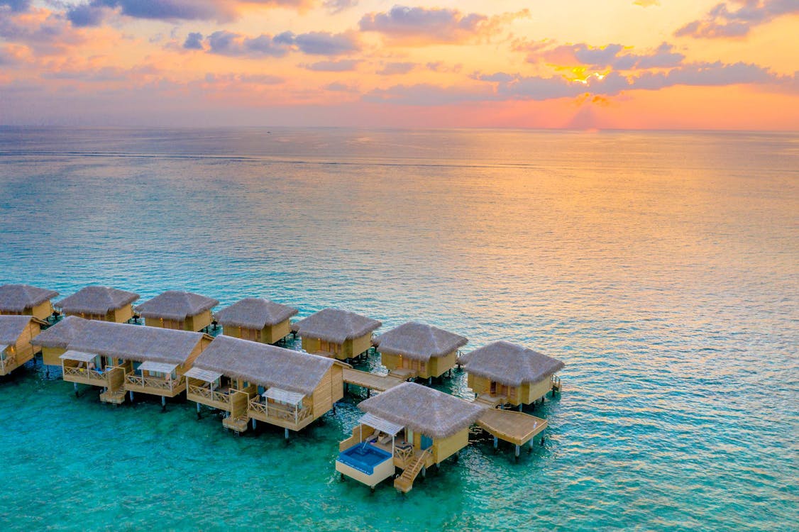 Luxury overwater bungalows in Maldives - warm places to visit in January