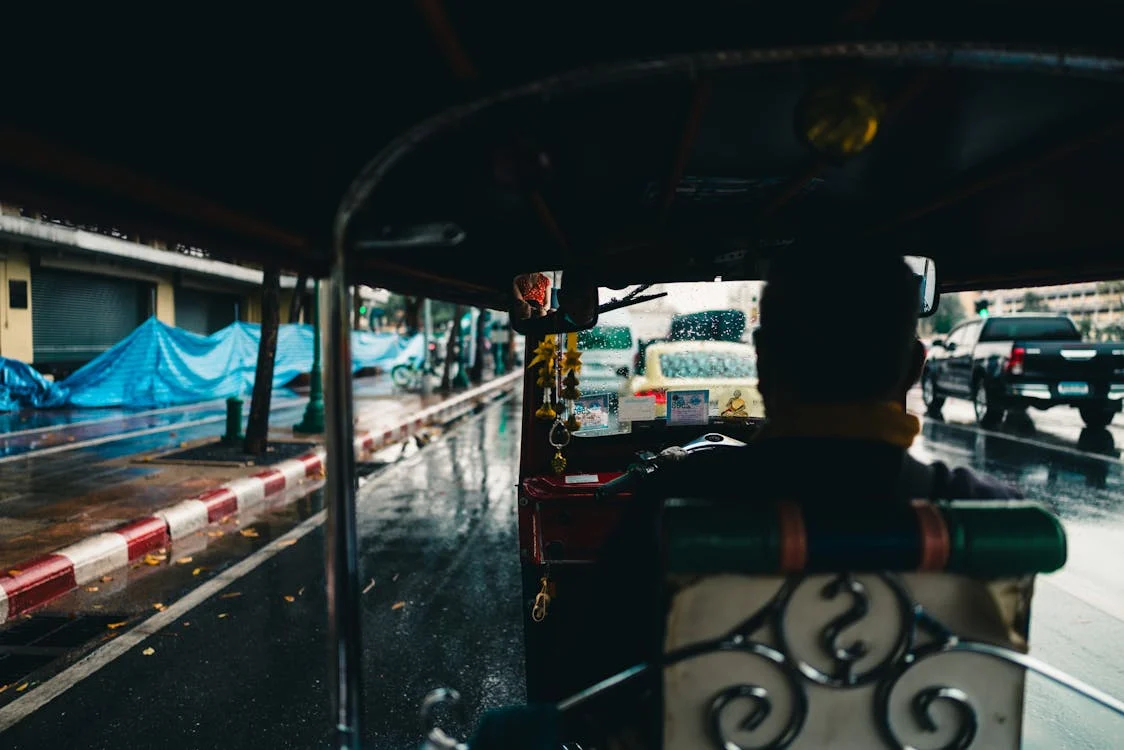 Bangkok neighborhood during rainy season, showing why location is important when choosing the best places to stay in Bangkok