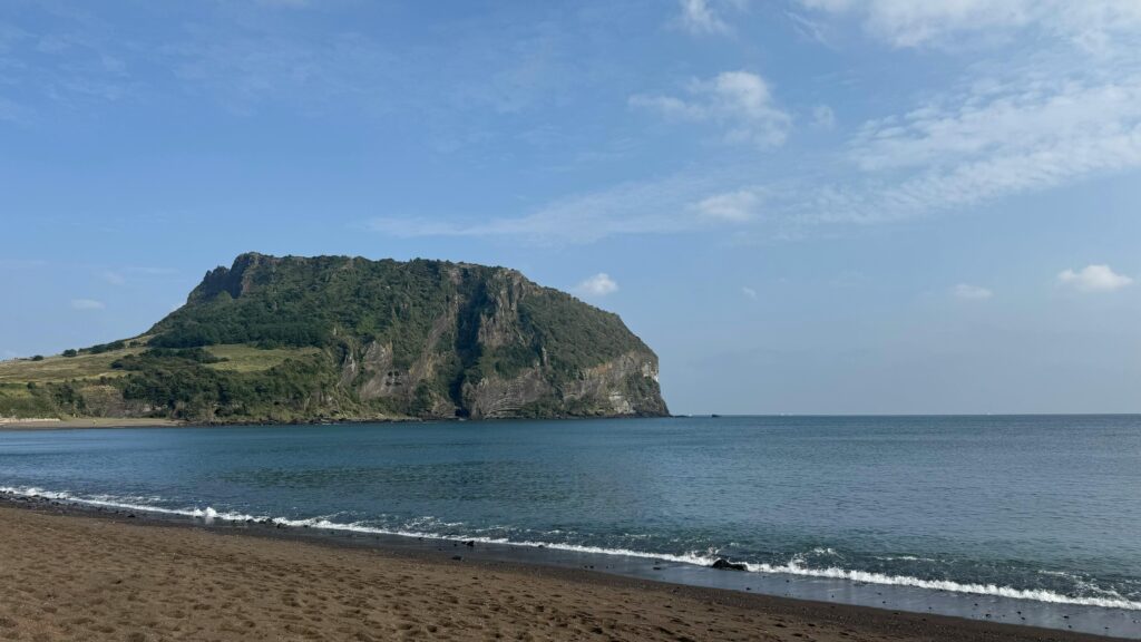 Seongsan Ilchulbong on Jeju Island, one of the best places to visit in South Korea for natural beauty