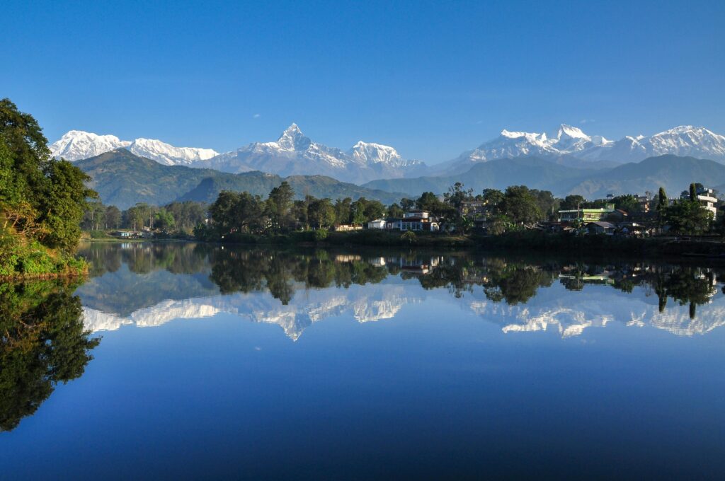 Phewa Lake in Pokhara with Annapurna mountain reflections - Nepal's adventure capital