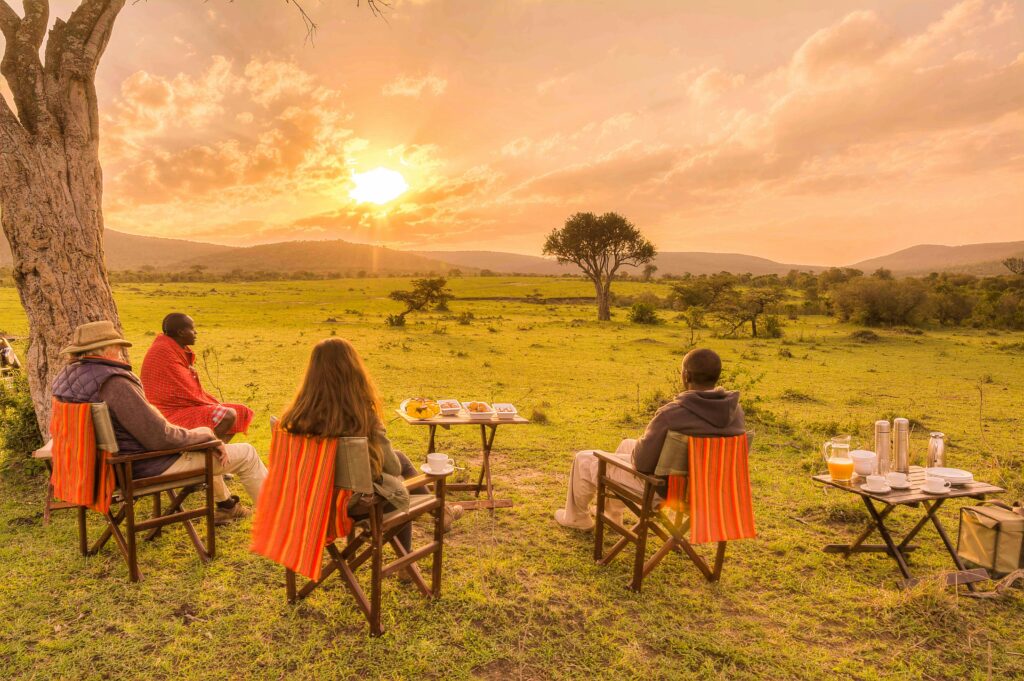 Sunset over African savanna during first solo trip to Africa