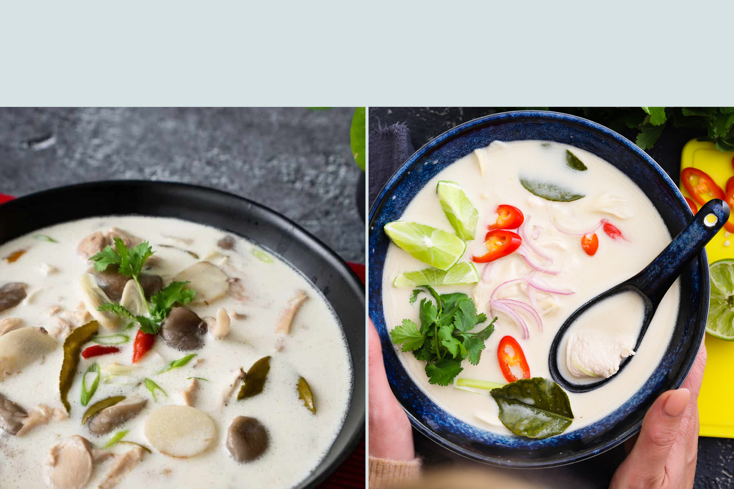 Coconut-based Tom Kha Gai soup - local foods to try in Thailand