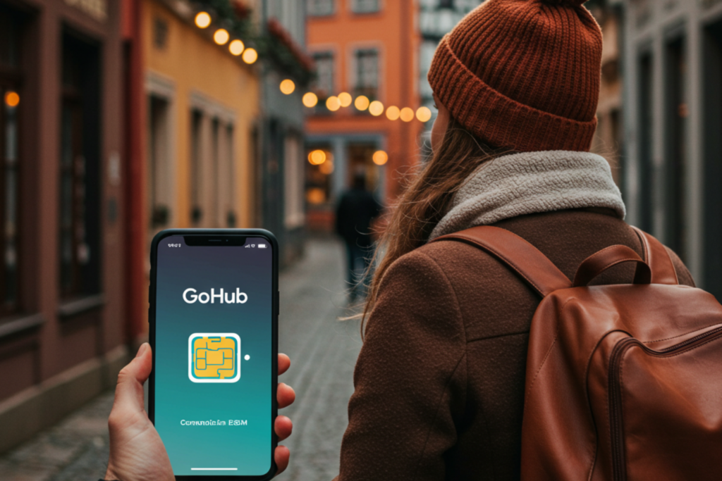Traveler staying connected with GoHub while exploring best destinations to visit in December