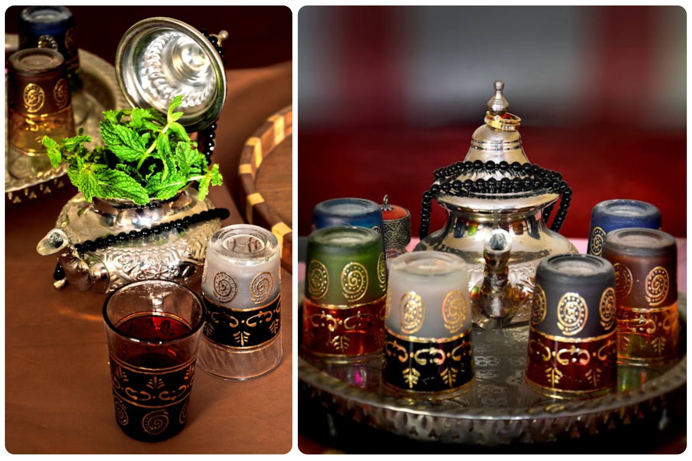 Moroccan mint tea service, complementing the best local foods to try in Morocco