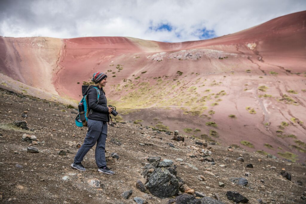 Arequipa, Peru - A woman is hiking in Peru