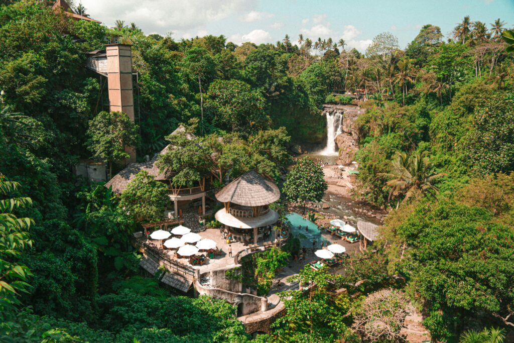 Luxury villa in Ubud with infinity pool overlooking rice terraces, among the best places to stay in Bali for cultural experiences