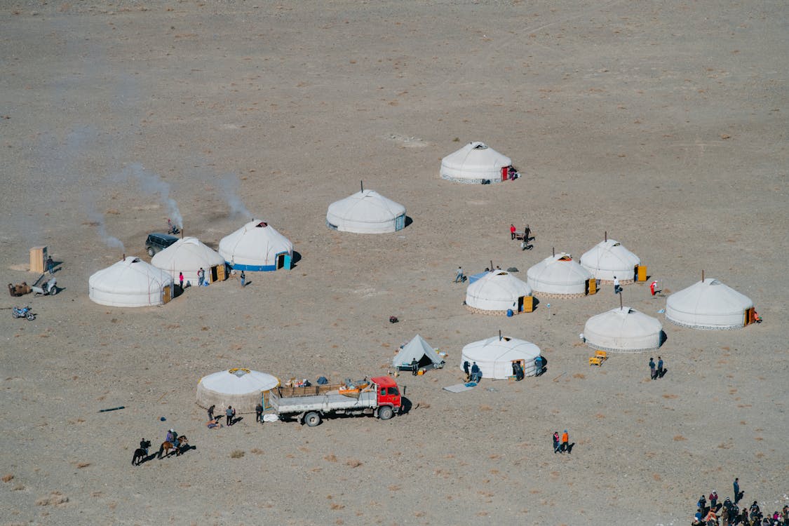 nomadic culture in Mongolia with gers