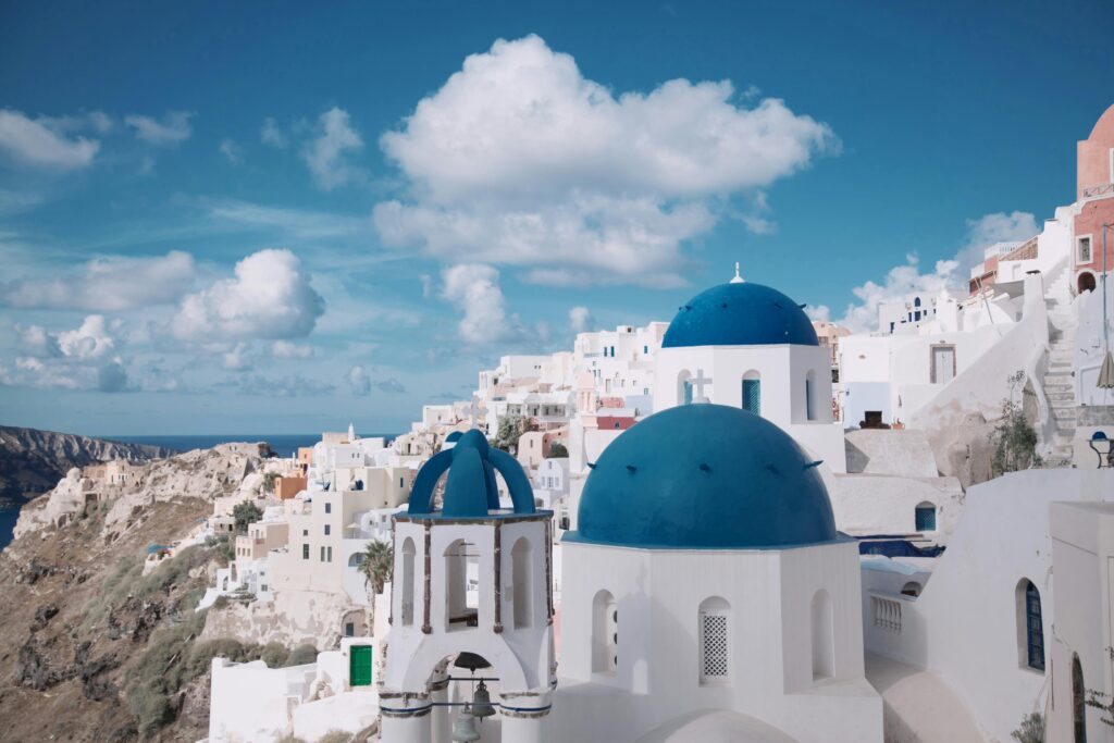 Santorini's beautiful architecture, highlighting Greece as a top May getaway destination