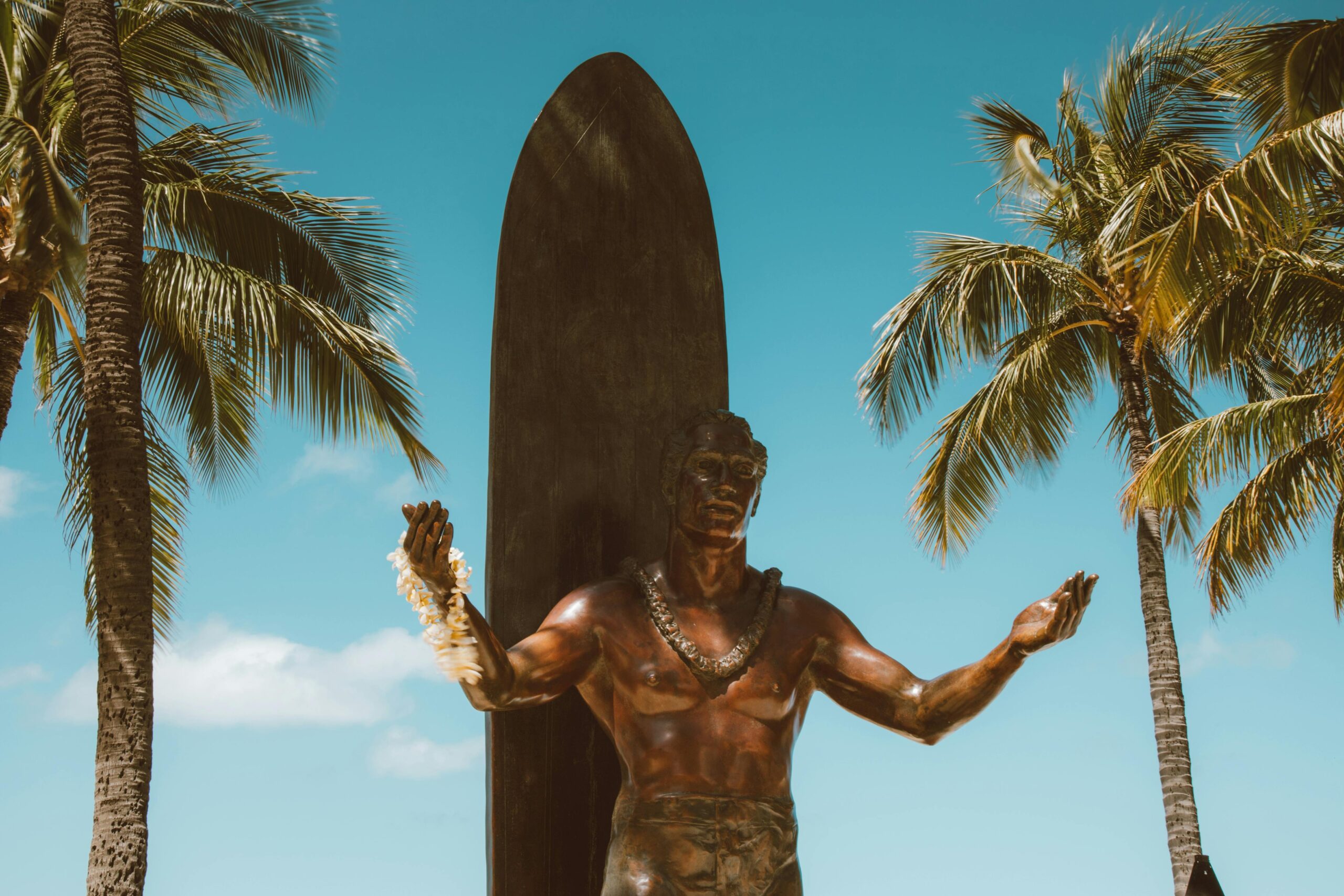 Waikiki Historic Trail surfboard marker sharing local history in Oahu