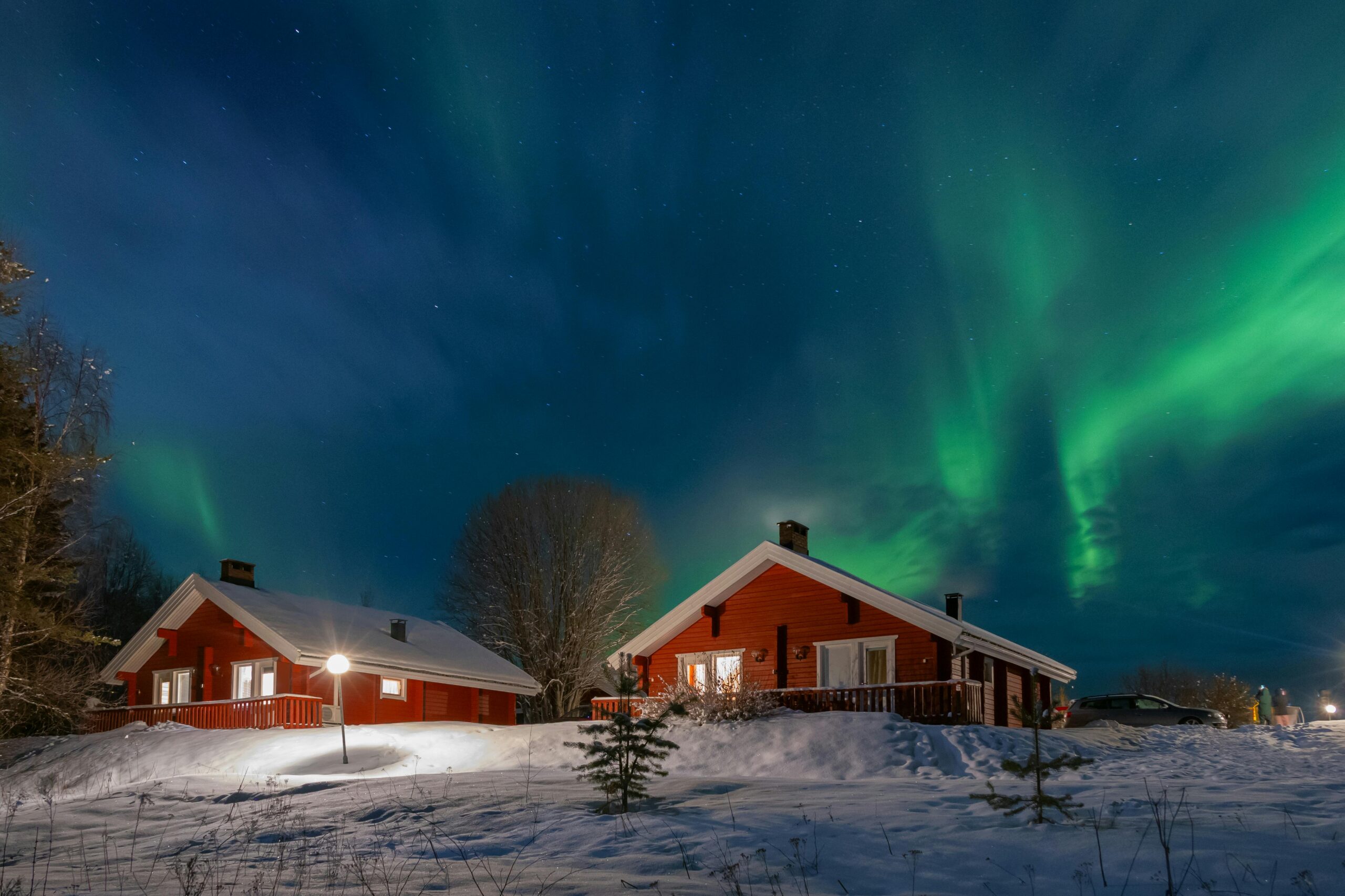 Northern Lights in Lapland winter sky