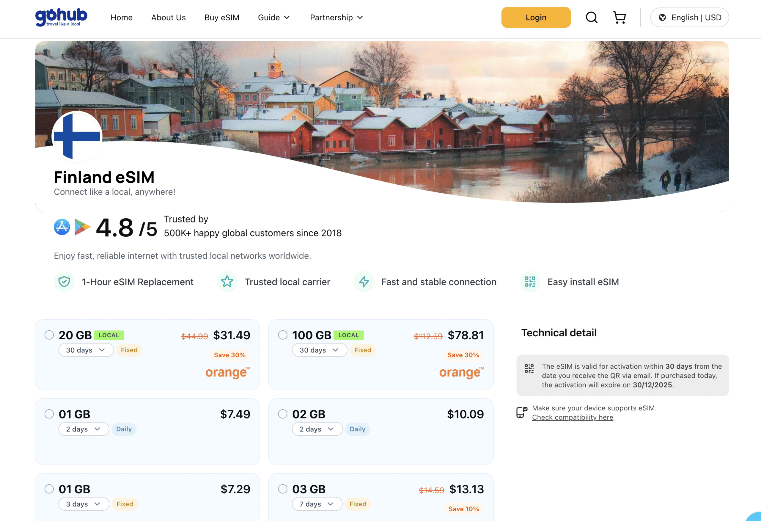 Gohub is the best eSIM for Finland