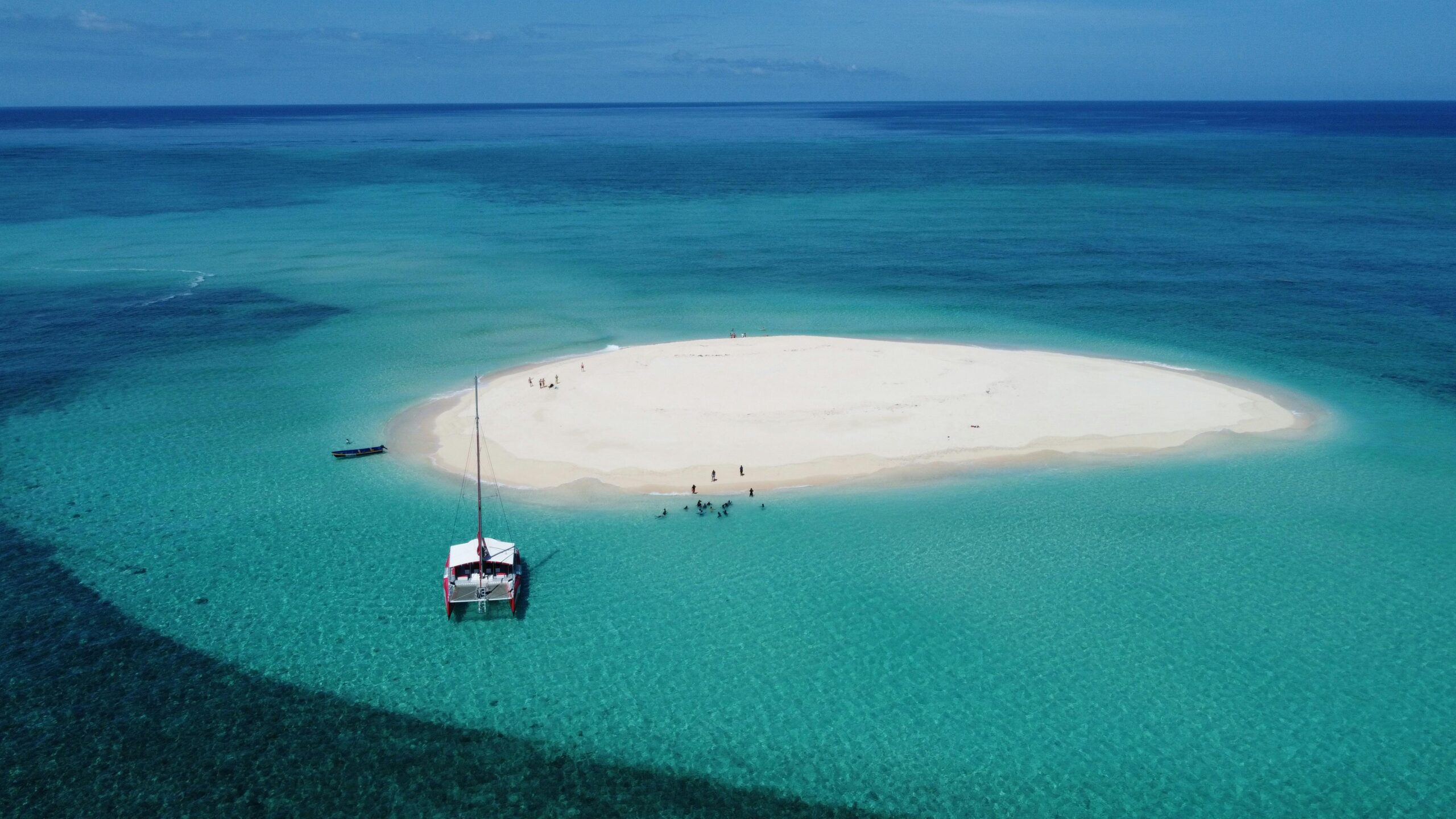 Mayotte Lagoon - white sand beach surrounded blue water